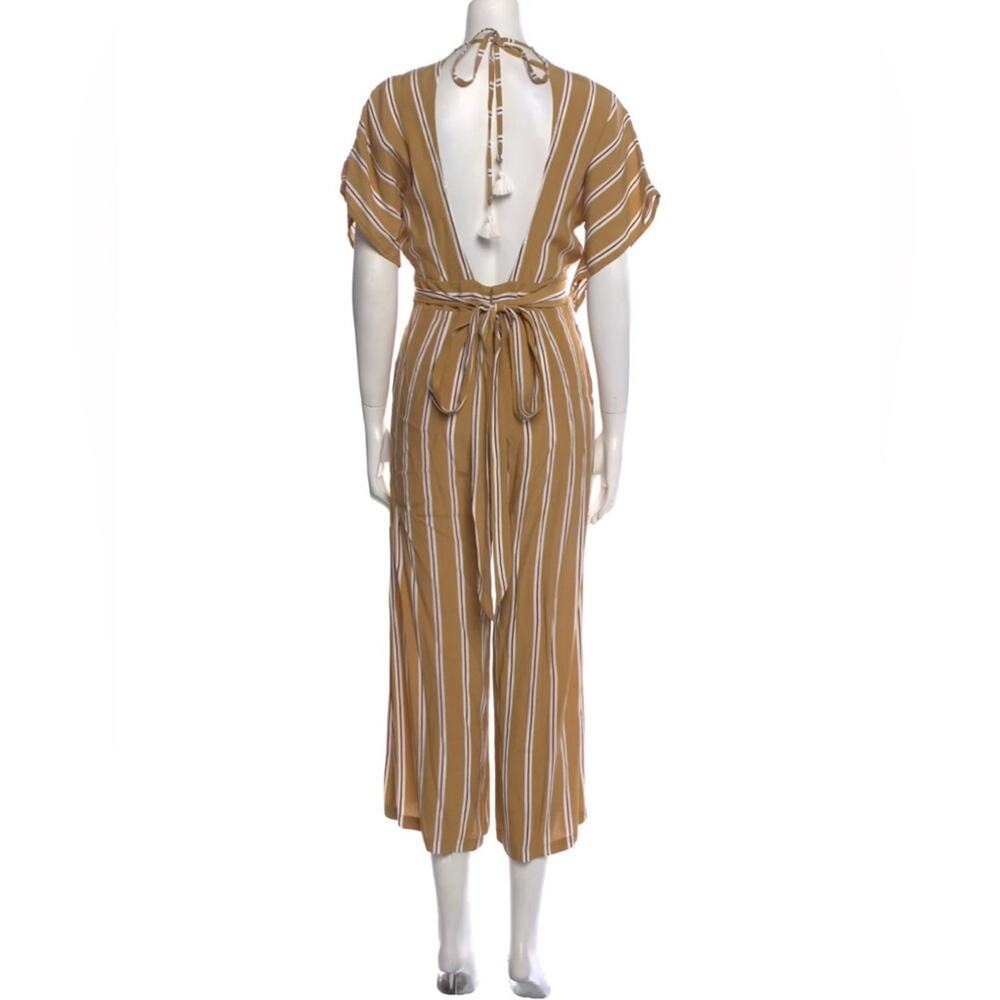 Faithful The Brand Mustard Yellow White Striped Wide Leg Jumpsuit Women’s Size 6 - Picture 2 of 7